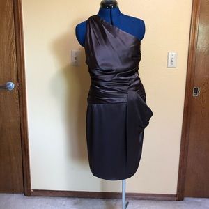 Asymmetrical satin cocktail dress